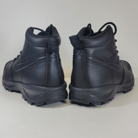 Nike Manoa Leather Boot Triple Black Water Resistant Winter Boot Mens Multi Size - Picture 8 of 10